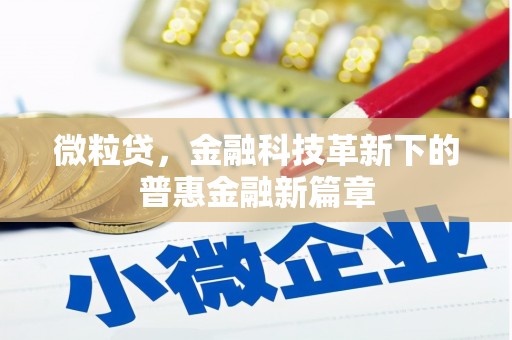 渭源微粒贷，金融科技革新下的普惠金融新篇章
