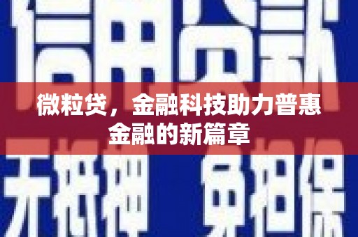 渭源微粒贷，金融科技助力普惠金融的新篇章
