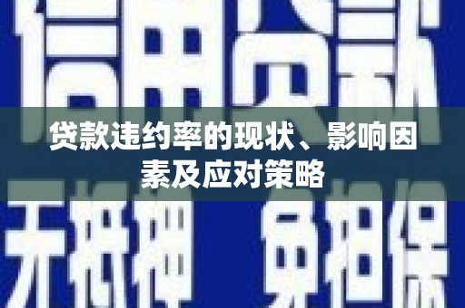 渭源贷款违约率的现状、影响因素及应对策略