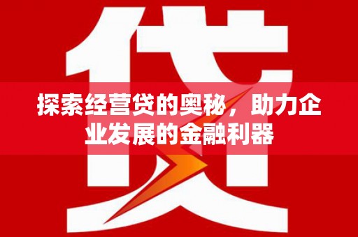 渭源探索经营贷的奥秘，助力企业发展的金融利器