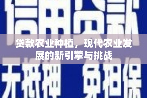 渭源贷款农业种植，现代农业发展的新引擎与挑战