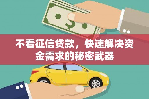 渭源不看征信贷款，快速解决资金需求的秘密武器
