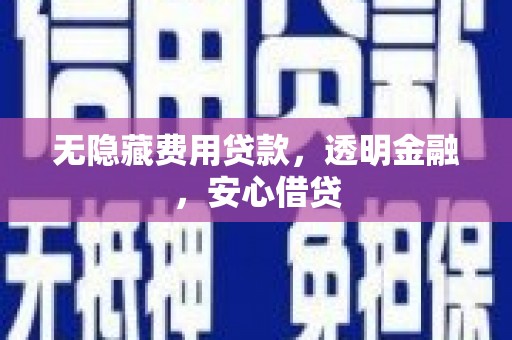 渭源无隐藏费用贷款，透明金融，安心借贷
