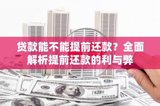 渭源贷款能不能提前还款？全面解析提前还款的利与弊